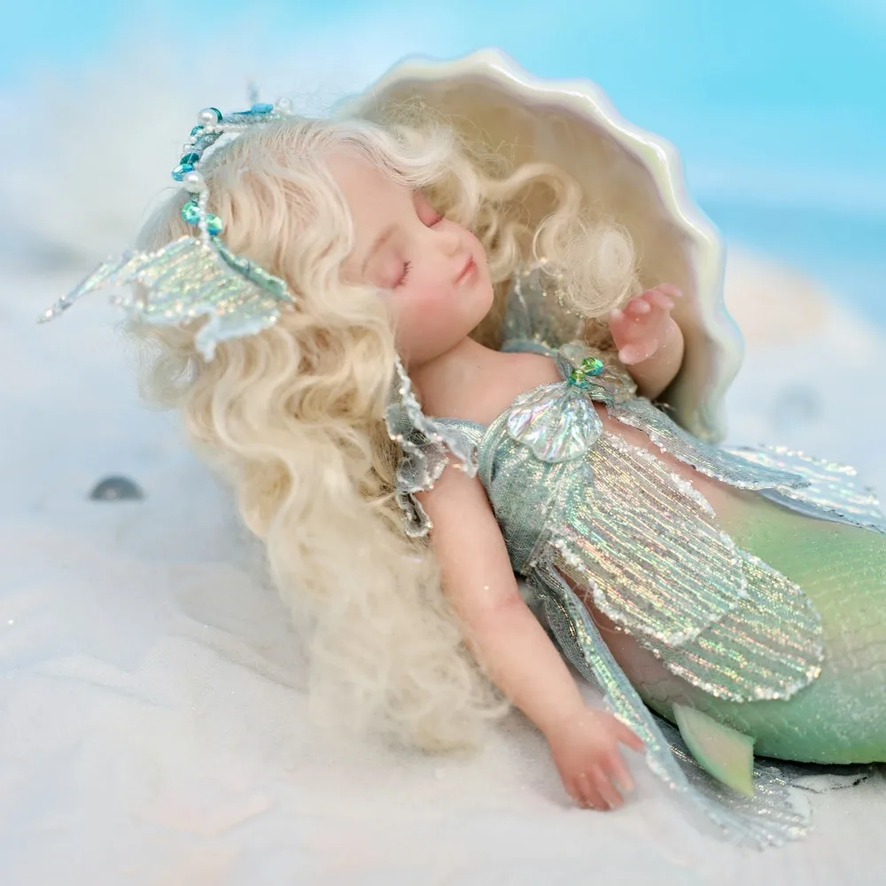 10-Inch 25cm Silicone Mermaid Rebirth Doll Simulation Baby Toy Popular Internet Celebrity Pinching Puppet Gifts
