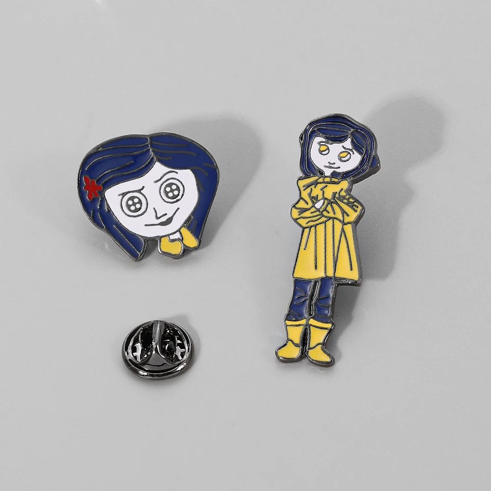 Cartoon Coraline and the Secret Door Brooch Cute Figure Coraline Metal Badge Enamel Pin Backpack Clothing Lapel Pin Accessories