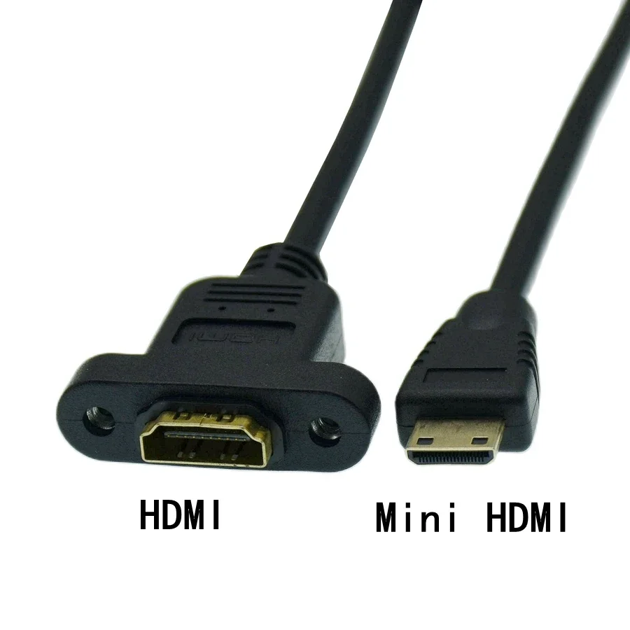 30cm Micro&Mini HDMI-Compatible Male to HDMI Micro HDMI Female Extension Connector Screw Lock Panel Mount HD AV Camera Cable