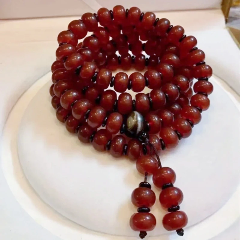 High quality 108pcs/string Old Red Agate 7.5mm*12mm Natural Stone Tibetan Dzi Beads for Bracelets High Quality