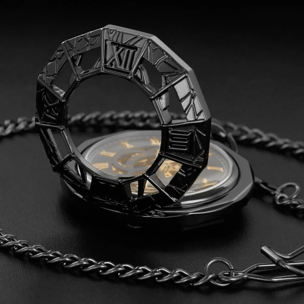 Vintage Roman Numerals Spider Wed Hand-winding Mechanical Pocket Watch Men Women Necklace Skeleton Fob Chain Watch