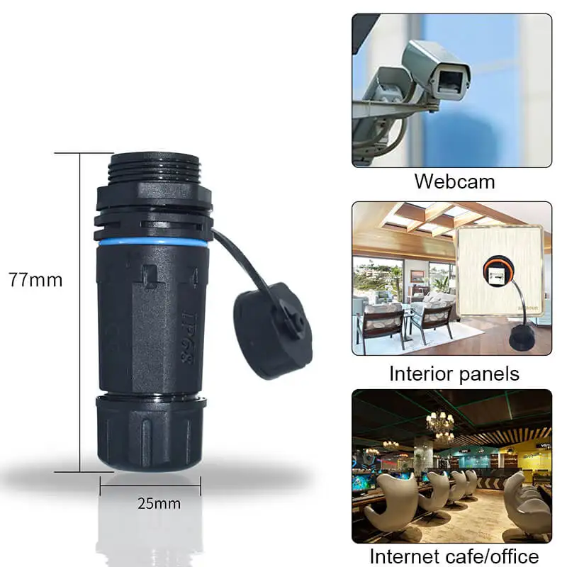 YPM23-CAT6-B IP68 Waterproof RJ45 CAT6 Coupler Nylon Shielded Ethernet Connector Tinned Copper Contacts Fit 4.5-7.5mm Cable Outd