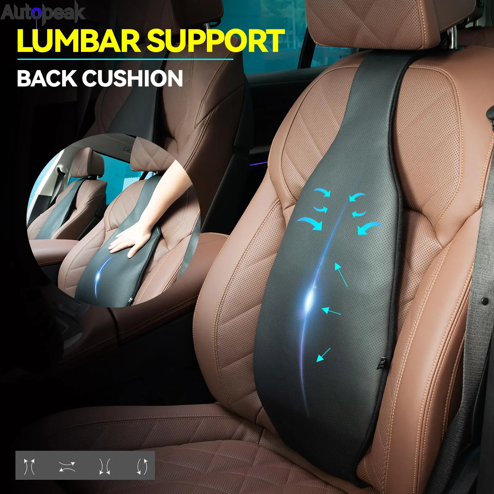 PU Leather Lumbar Back Supports Cushion Waist Back Pillow Seat Posture Corrector Cushion Auto Seat Back Support Chair Supplies