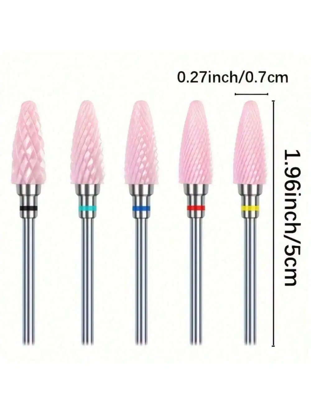 1 or 5pcs/set Nail Art Ceramic Drill Bit, Pink Cuticle Plating Ceramic Steel Alloy Polishing Grinder Accessories, Electric Nail
