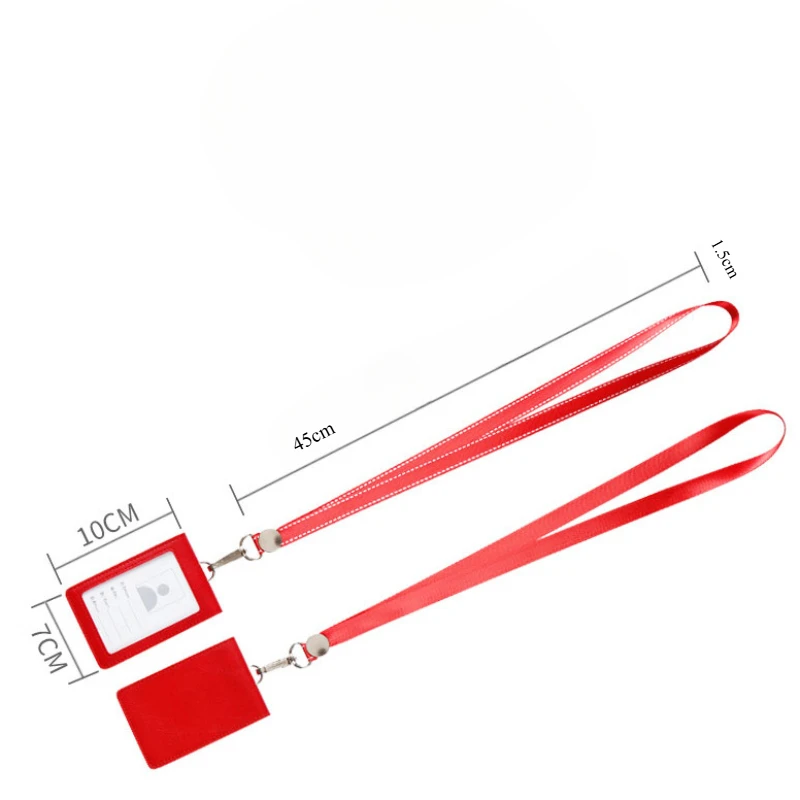 PU 가죽 직원 ID 케이스, 랜야드 패션 가죽 ID 신용카드 홀더 액세스 버스 카드 케이스, 배지 홀더 카드 슬리브