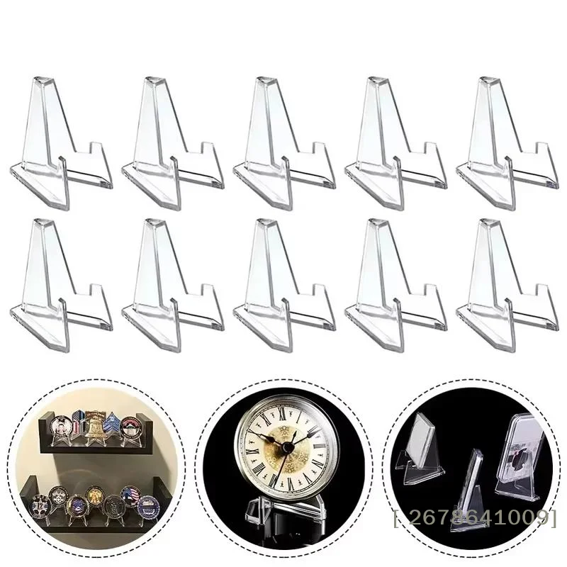 〔L〕10 Pack Triangular Card Display Stand Mini Acrylic Holder For Photos Idol Pictures Coin & Sports Trading Cards