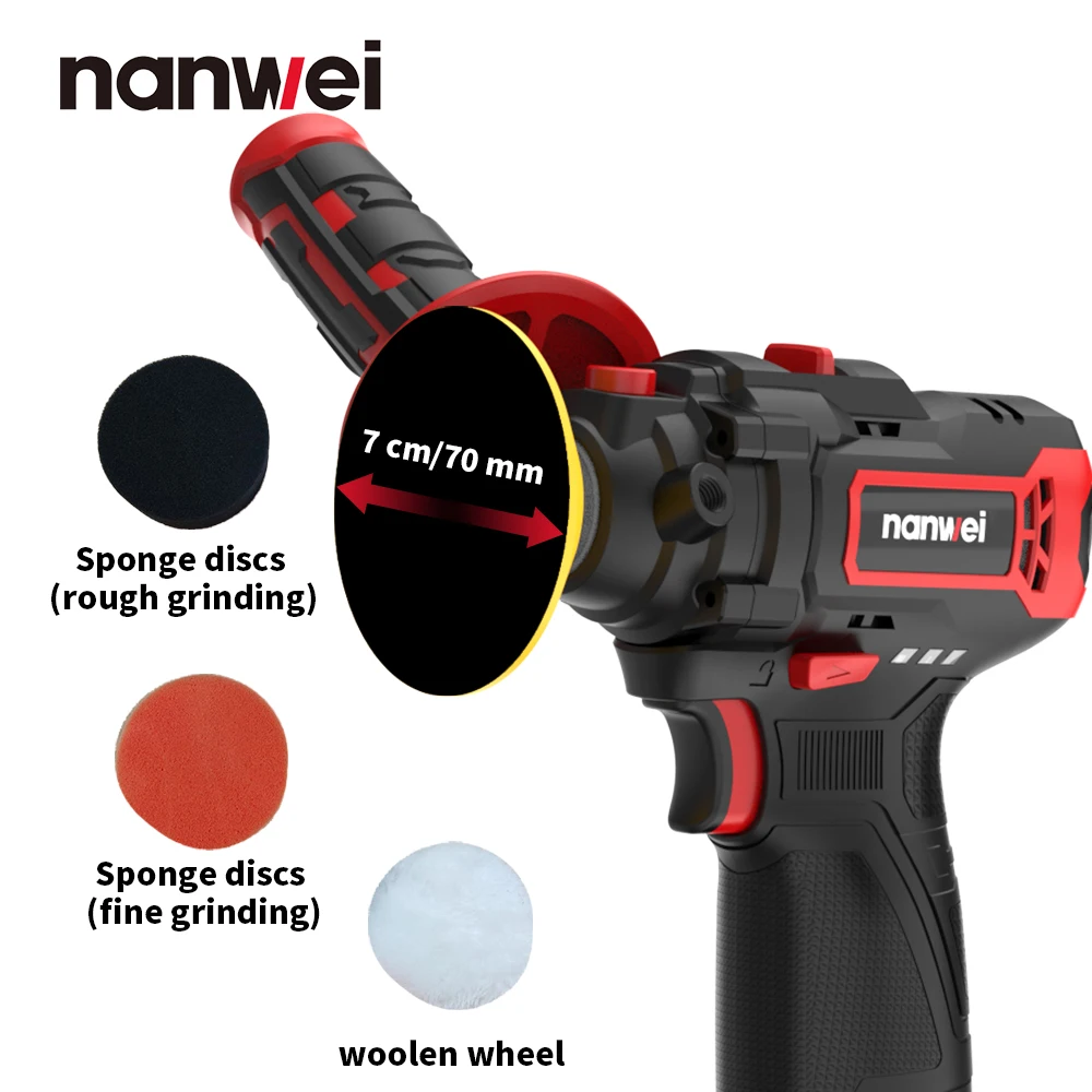 Nanwei Car Polishing Machine 12V Mini Wireless Beauty Polishing Disc for Small Cars Polishing Scratches Repair Waxing