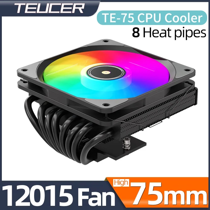 

Teucer TE-75 8 Heat Pipes Pressure Type CPU Cooler ARGB PWM High Performance Air Cooling Radiator for LGA1200/1700/115X AM4 AM5