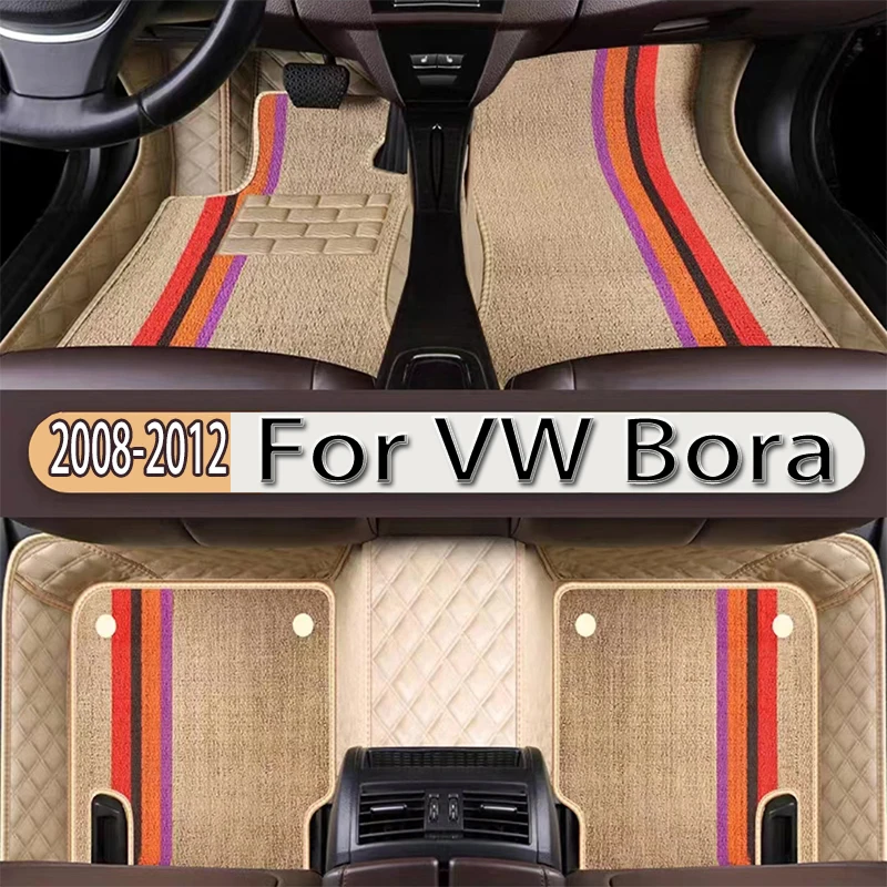 Custom Car Floor Mats for Volkswagen VW Bora 2008-2012 Years Phone Pocket Carpet Interior Car Accessorie