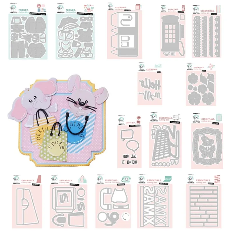 Florals Phone Shopping Cart Girls Clothing Friend Metal Cutting Dies Silicone Stamps Scrapbooking Make Photo Album Card DIY Pap