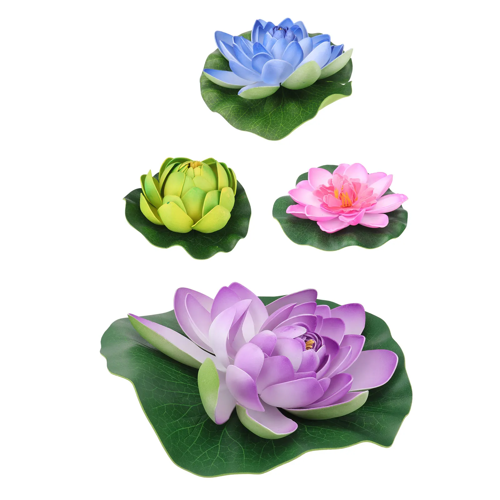 

4pcs Artificial Flower Decor EVA Simulation Plant Material Floating Plants Pond Garden Water Lily Home Outdoor Display
