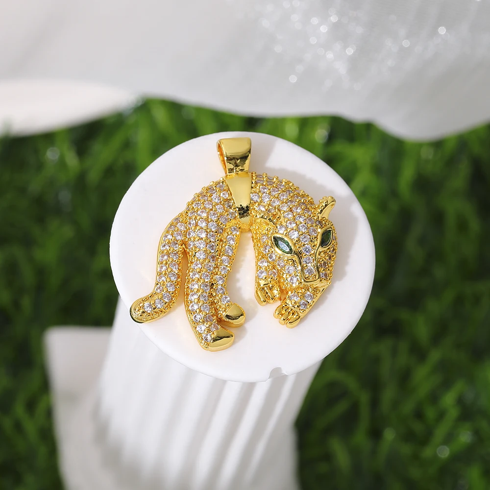 Роскошные циркониевые подвески в виде головы Пантеры для изготовления ювелирных изделий, позолоченное золото 18 карат, кулон в виде льва, тигра, животных, жемчужное ожерелье, аксессуары «сделай сам»