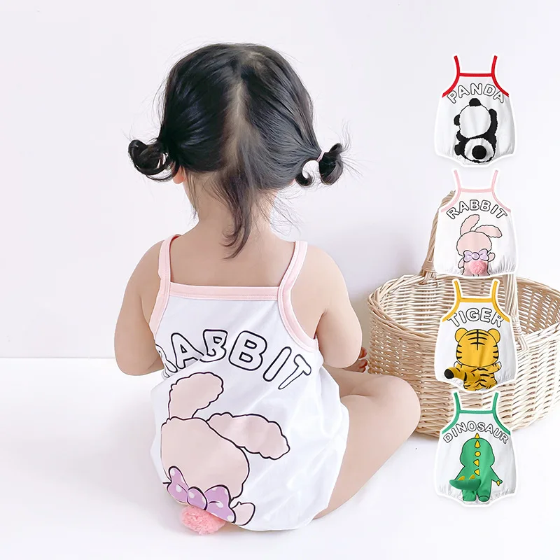 Kawaii Summer Baby Clothes Bodysuit Boy Girl Infant Cartoon rabbit Panda Dinosaur Sleeveless Newborn Romper Onesie Baby Jumpsuit