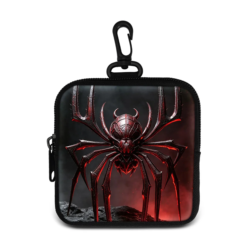 Spider Storage Bag Card Holder Portable Travel Bag Money Coin Purse with Key Ring Pocket Purse Mini Headphone Bag