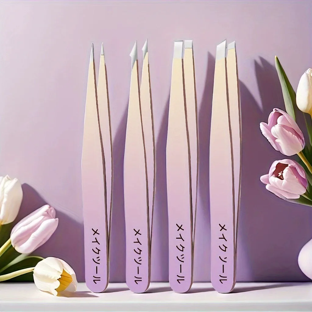 4-teiliges professionelles Augenbrauen-Haarentfernungs-Pinzetten-Set, perfekt für eine sehr mühelose und entspannte Entfernung – Detail 8
