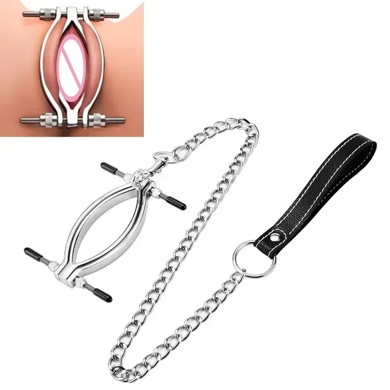 Porażenie prądem Labia Stymulator łechtaczki Klip Pussy Stretcher Training Clip BDSM Sex Toys Kobiecy dylator pochwy Peep Sexshop