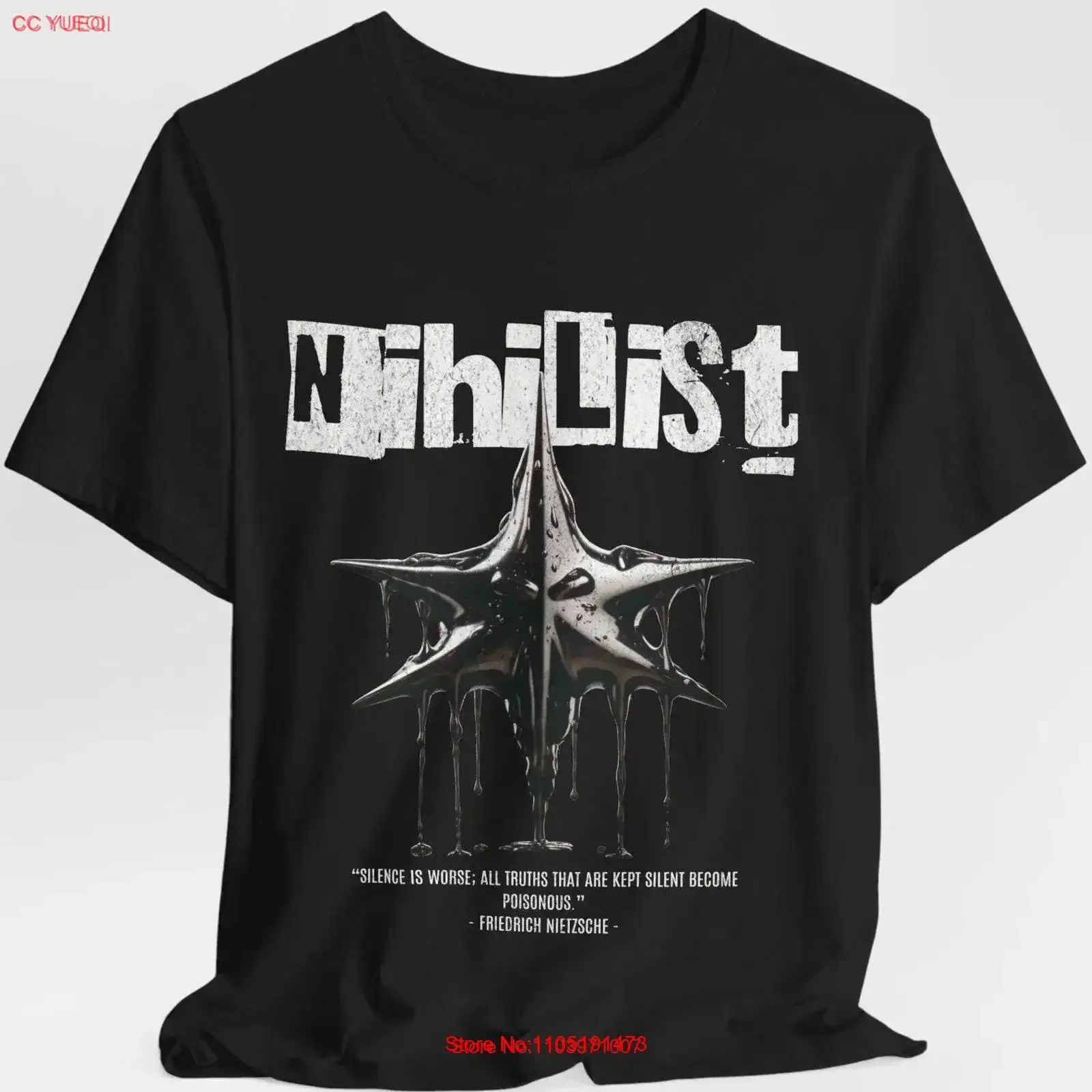Nihilist Metal T Shirt Nietzsche Quote Existential Philosophy Alternative Literature Gothic Grunge 100 Cotton vintage Washed