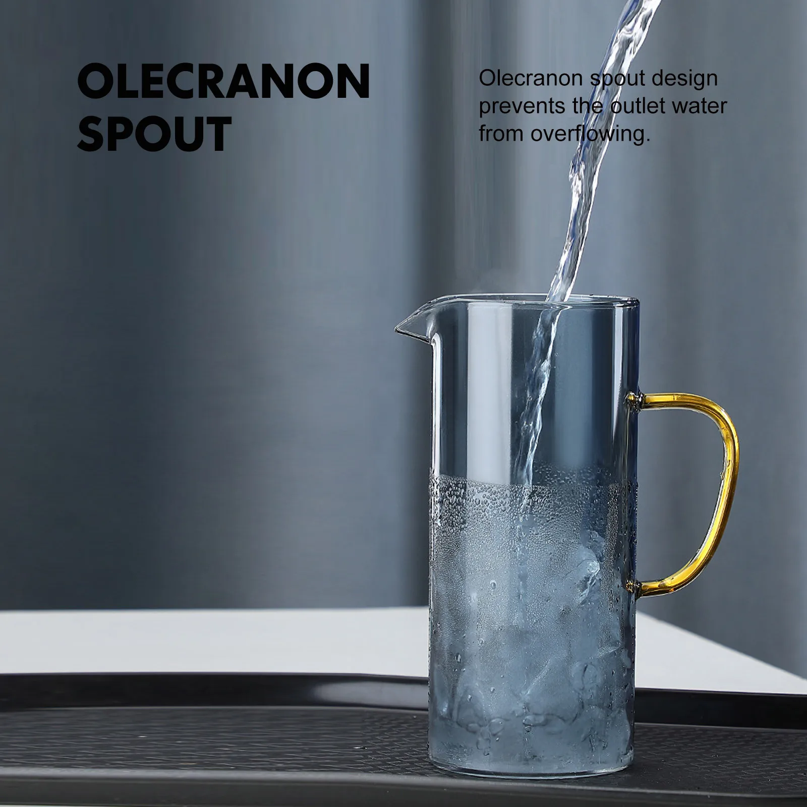 

1Pcs Glass Cold Water Kettle Large Capacity Black Juice Bottle Olecranon Spout Water Pitcher for Home Kitchen Beverage Use