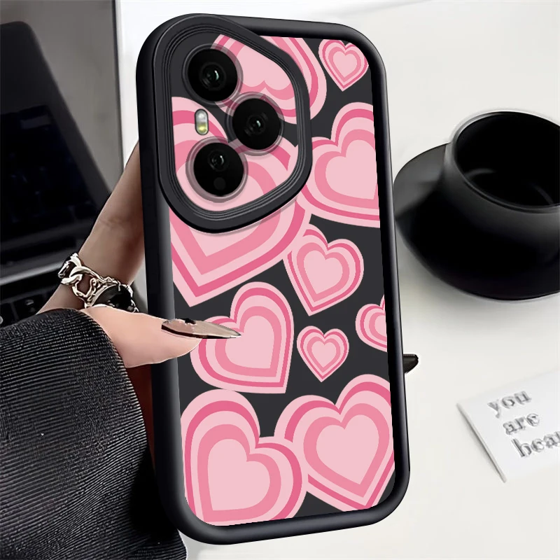 Shockproof Soft TPU Phone Case For Honor 400 200 Pro Magic7 Lite X8c X9c Smart X6a X6b X6c Pink Love Hearts Pattern Back Cover