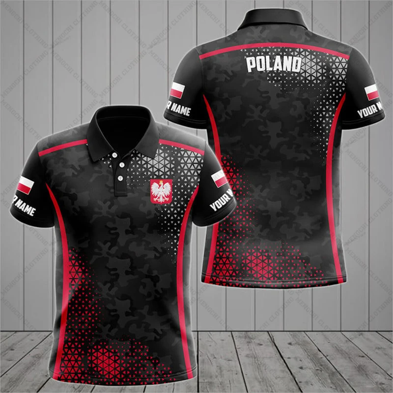 Customized Poland Camouflage Polo Shirts Summer Casual Streetwear Men's Fashion Loose Oversized Jersey Short Sleeve Sportswear