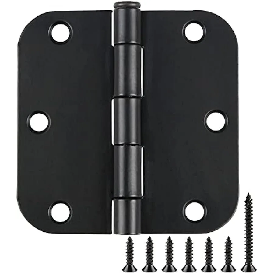 TDCHINGES 36 Pack Rounded Matte Black Door Hinges 3.5 Inch 5 8