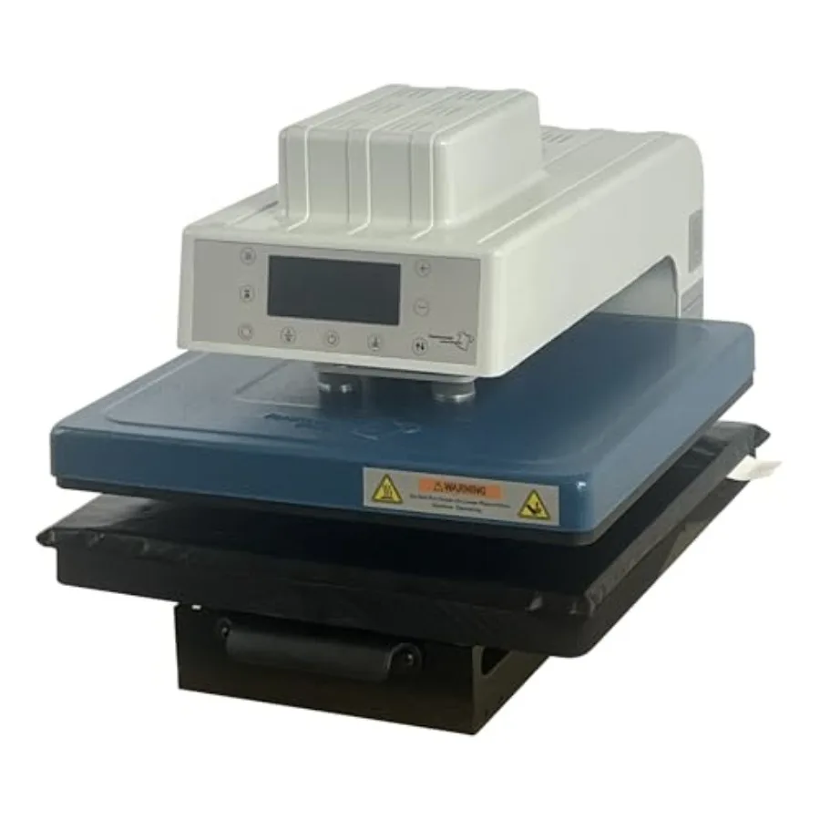 

Auto heat press machine for DTV, HTV, sublimation ink transfer; aluminum alloy body; blue color; digital temperature control, n