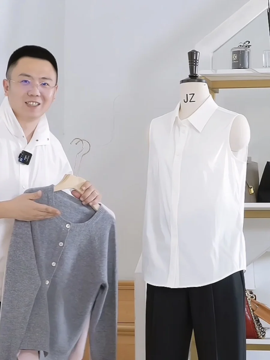 

2024 Design Sensation Svel White irt Женский базовый слой воротника OL Sle из чистого хлопка для поездок на работу Faion Прямой крой