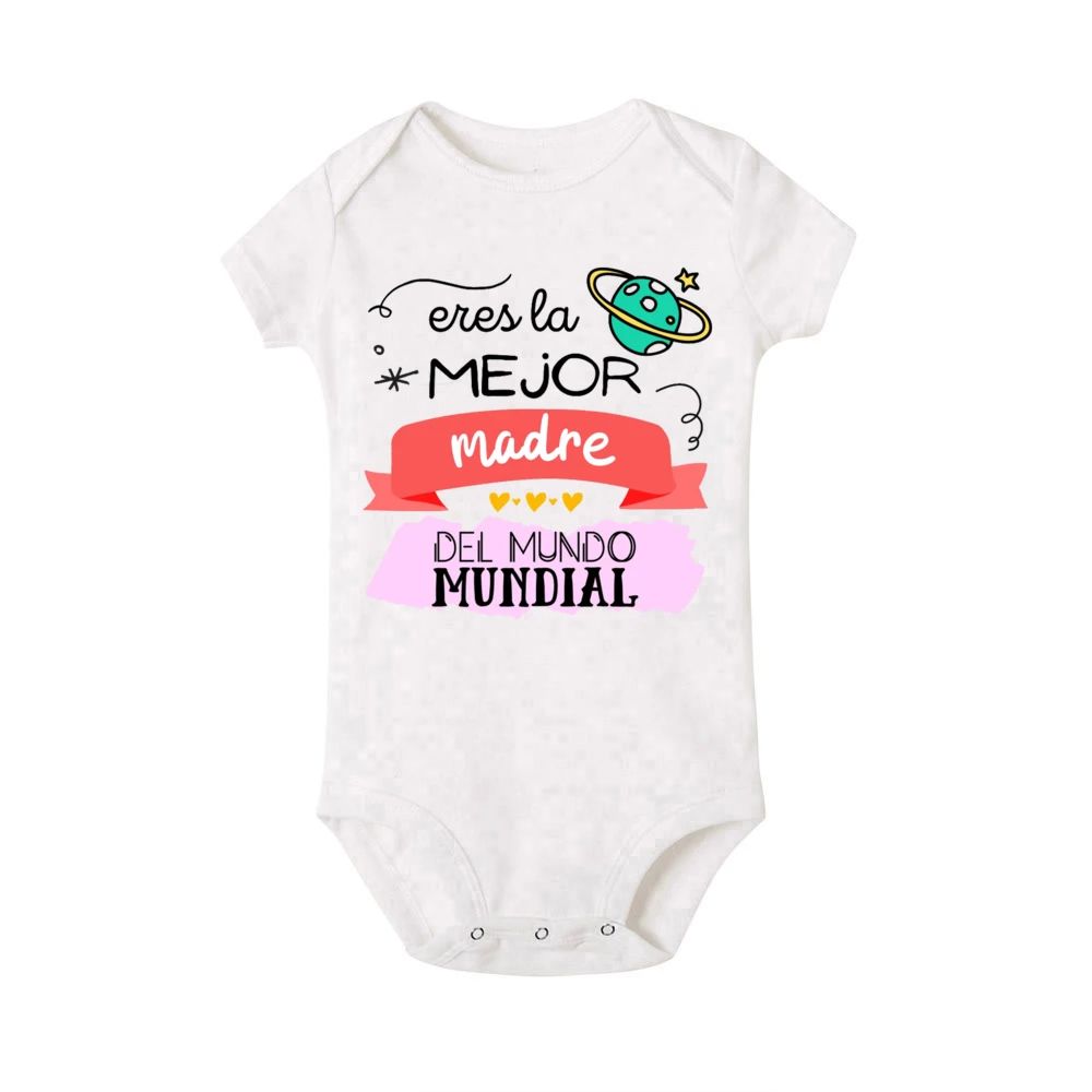 I Have A Best Mom in The World Spanish Print Boby Rompoer Infant Short Sleeve Bodysuit Boys Girls Summer Jumpsuit Gift Fo Mother