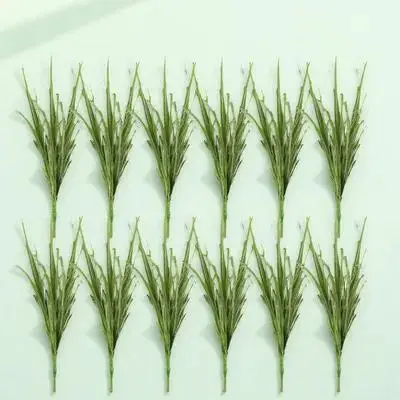 

12 Pcs Artificial Pyramid Fake Grass for Backyard Crafts Pillar Lifelike Decorations Prop Plastic Outdoor Faux Plants Mother