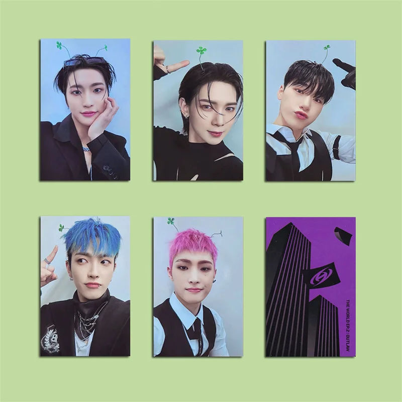 8 шт./набор Альбом Kpop ATEEZ THE WORLD EP.2 : OUTLAW LOMO Card Print Hongjoong Yunho Yeosang Коллекционная Подарочная открытка фотооткрытка