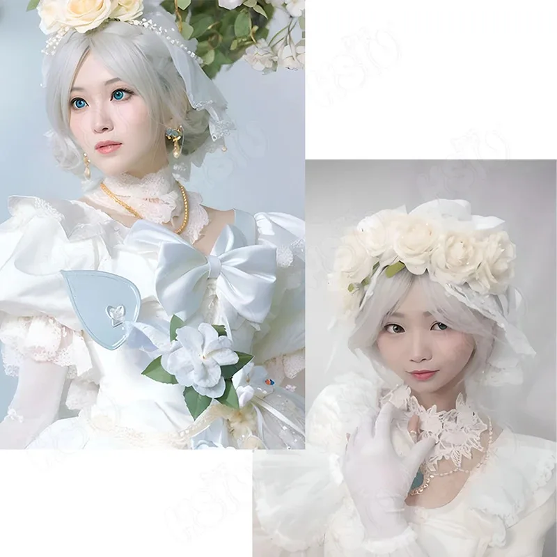 Mary Cosplay Wig Game Identity V bloody queen Cosplay Wig HSIU 30cm Silver gray short hair Synthetic Wig+Wig Cap Identity V Wig