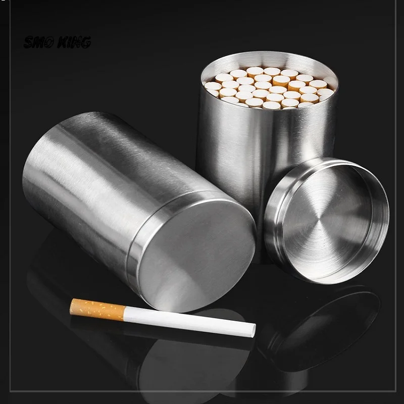 SMO Large Stainless Steel Capacity 50Pcs Cigarettes Jar Moisture-proof Moisture-proof Cigarrate Storages Case Smoking Accessorie