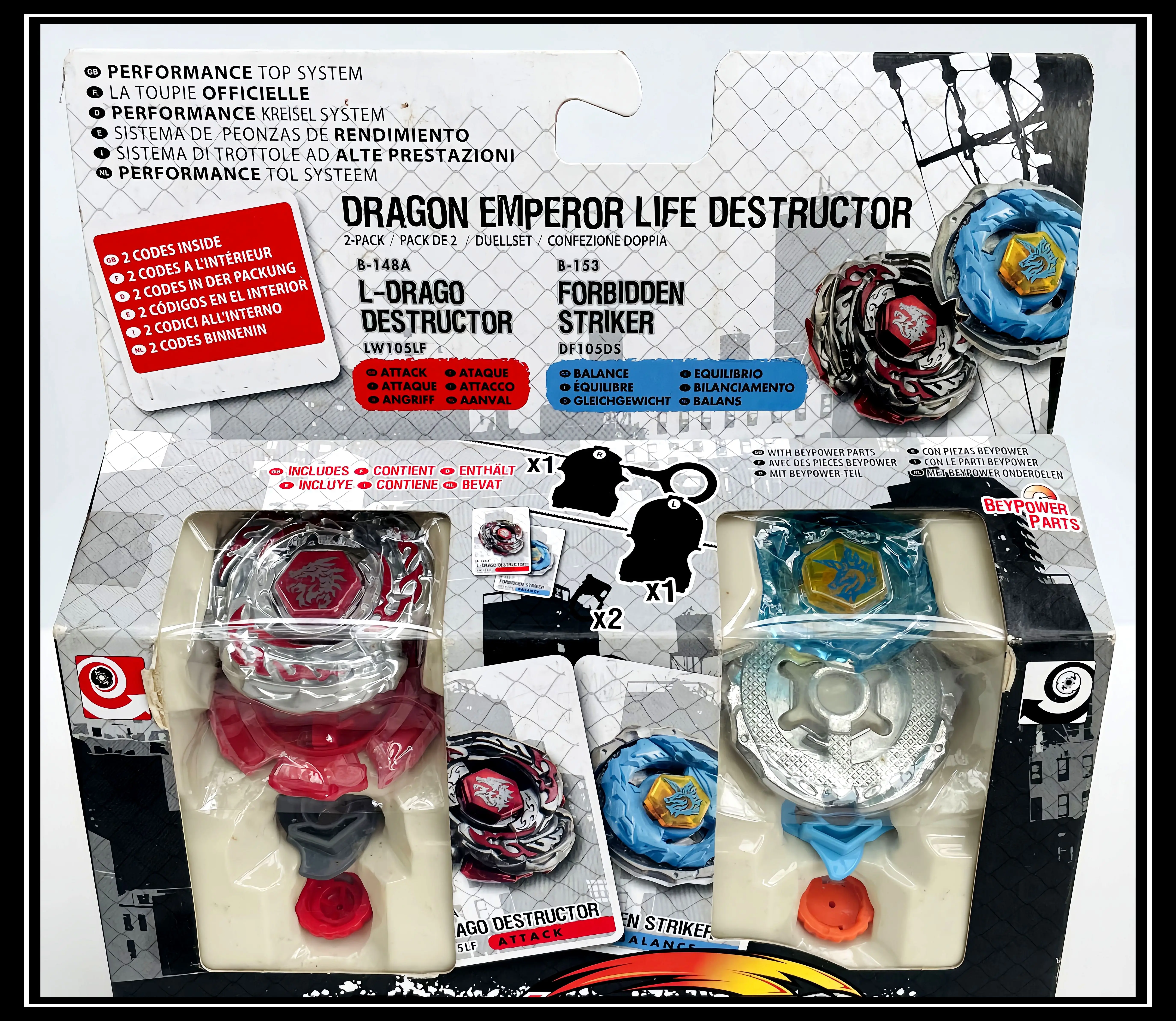 

ПОДЛИННЫЙ TT BEYS B-148A L-DRAGO DESTRUCTOR LW105LF&B-153 FORBIDDEN STRIKER DF105DS 2-Pck Battle Metal Fury Set
