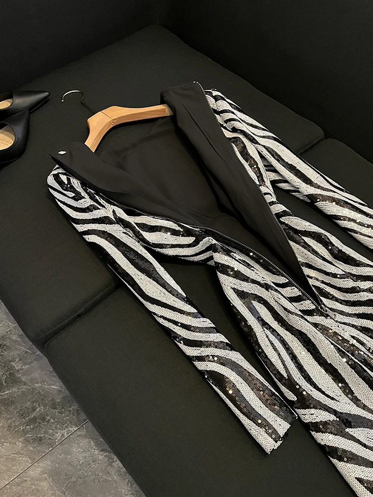 Inig paillettes imprimé zèbre rond Ne ajusté portefeuille moulante Dr trajet Sle taille moyenne t-shirt acétate fibre été dames jupe