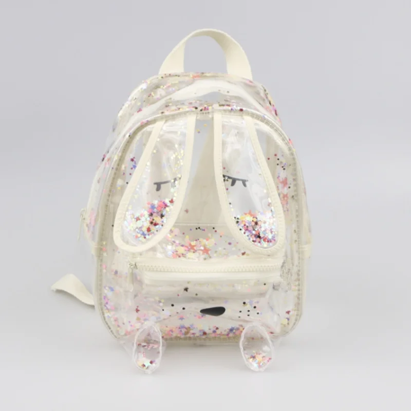 2025 summer new glitter rabbit style transparent backpack shopping glitter cute children's ladies backpack