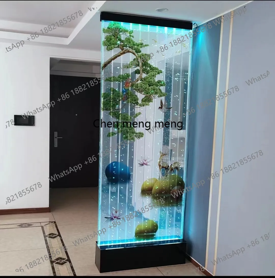 

Water curtain calligraphy and painting screen partition guest dining room entrance half wall water curtain wall partition screen