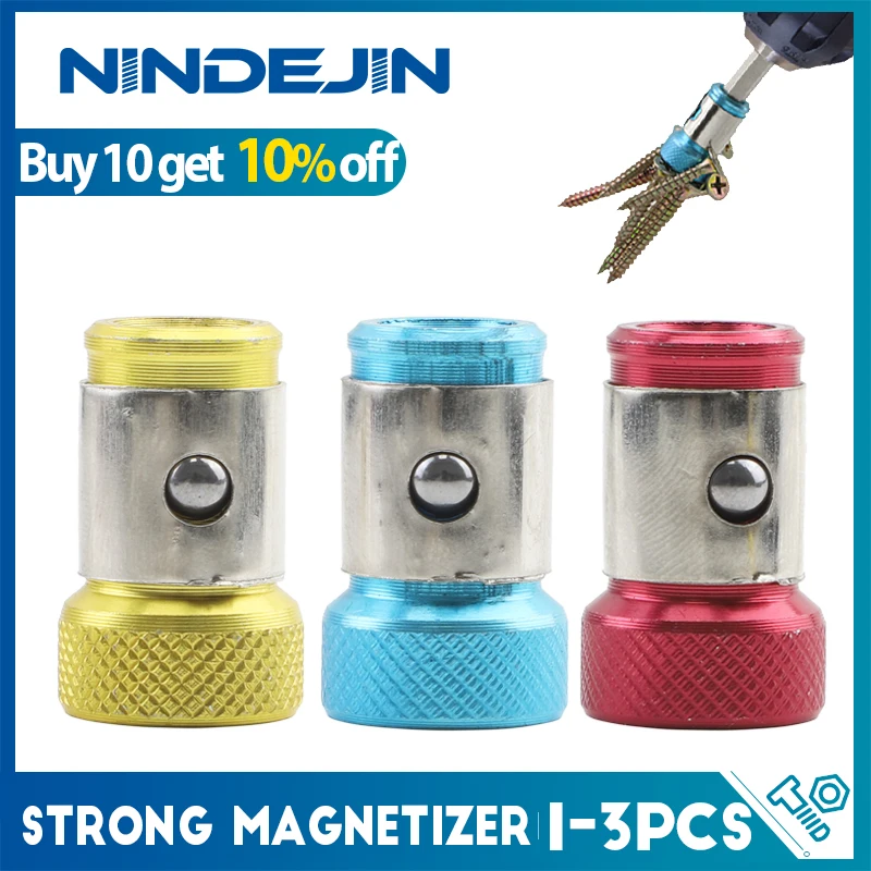 Magnetic Screw Ring Metal Bit Strong Magnetizer Ring Screw Magnetic Holders for 1/4 Inch/ 6.35 mm Screwdriver Powerful Bits