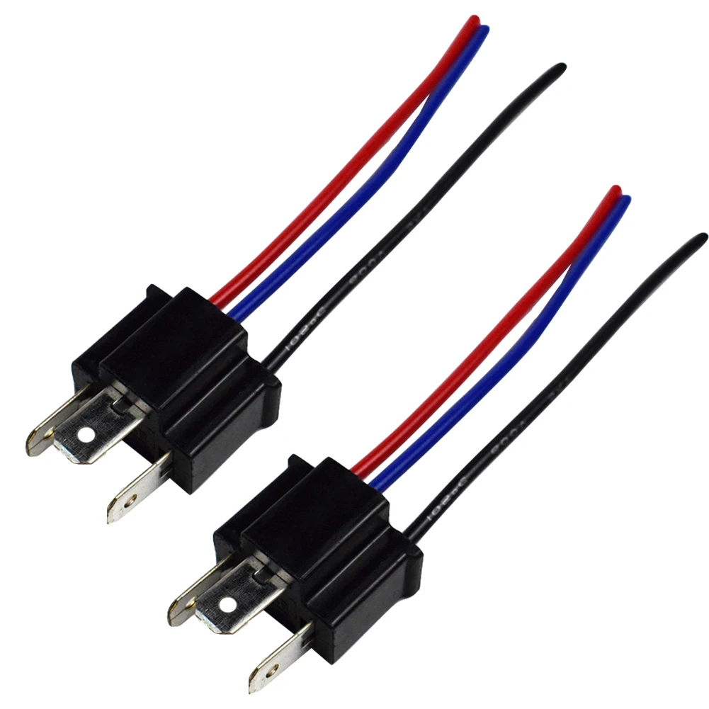 1 Pair 9003 H4 Bulb Headlamp Connector Head/Mother Head ABS+Copper Wire Socket Headlight Fog Lamp Male Adapter Connector Pig