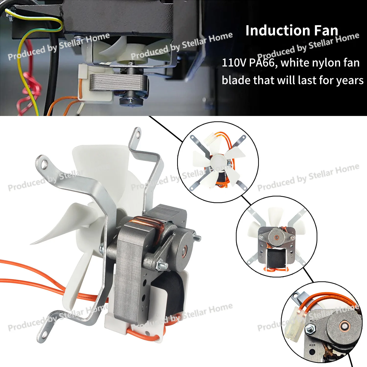 North American Grill Four-piece Replacement 120V 1.6rpm Motor + Fan + Ignition Stick + Fire Can, Universal Oven