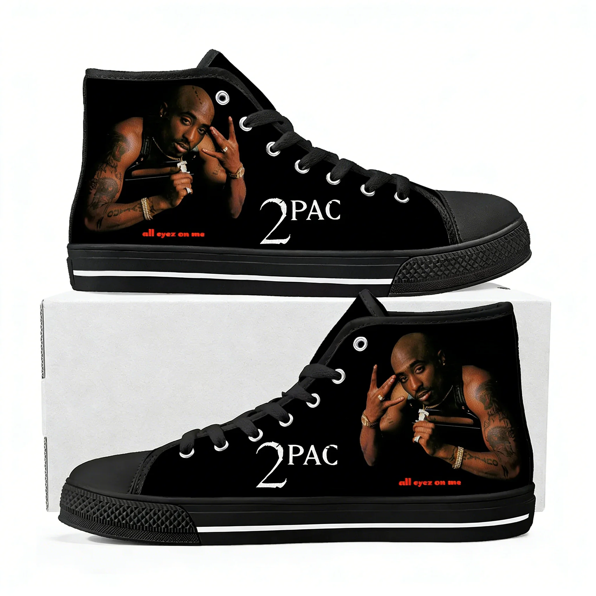 

Tupac Rapper 2Pac Casual Funny Cloth 3D Print High Top Canvas Fashion Shoes Men Women Lightweight Breathable Sneakers