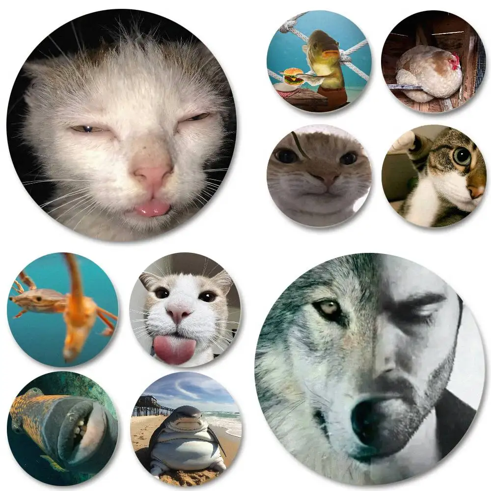Cute Fashion Meme Animal Tin Badge Funny Viral Meme Pet Lapel Brooch for Backpack Jacket Clothing Decoration Collectible Gift