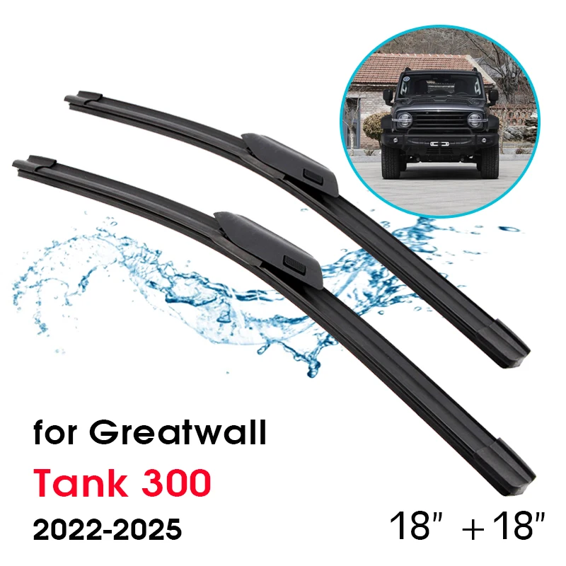 

New Car Wiper Blade 18"+18" For Greatwall Tank 300 2022-2025 Front Window Windscreen Windshield Wipers Blades Auto Accessories