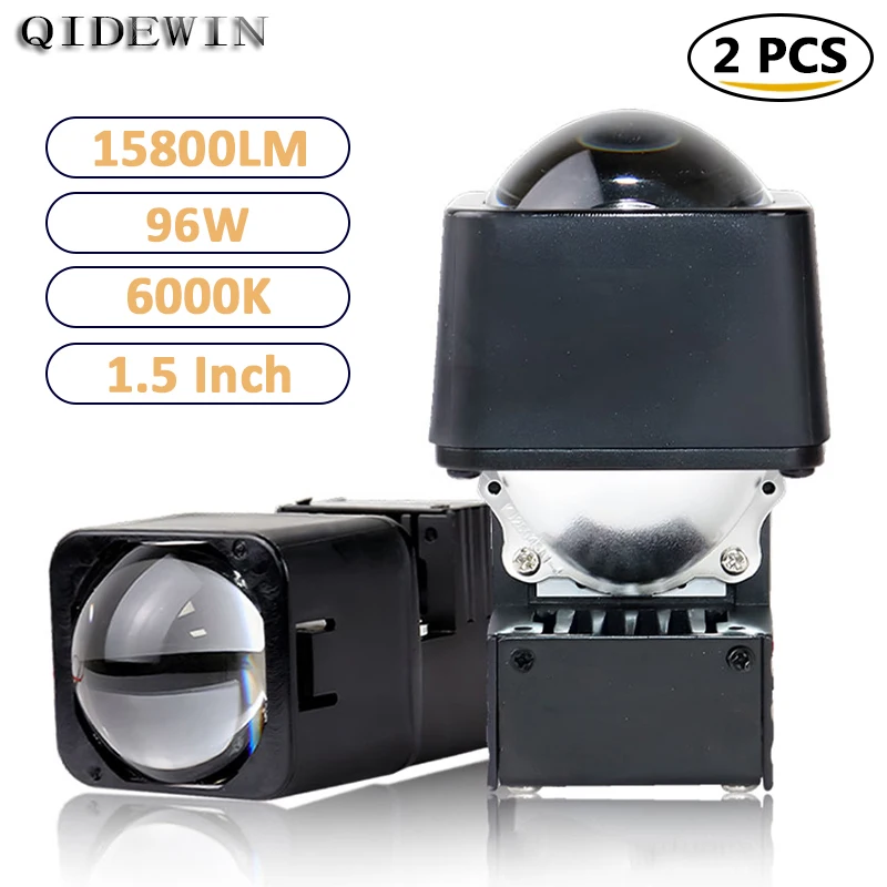 

96W Led Headlights High Power 1.5 Inch Universal Fog Light High Low Beam Lights for Vehicles Laser Lenses Spotlights 1/2pcs