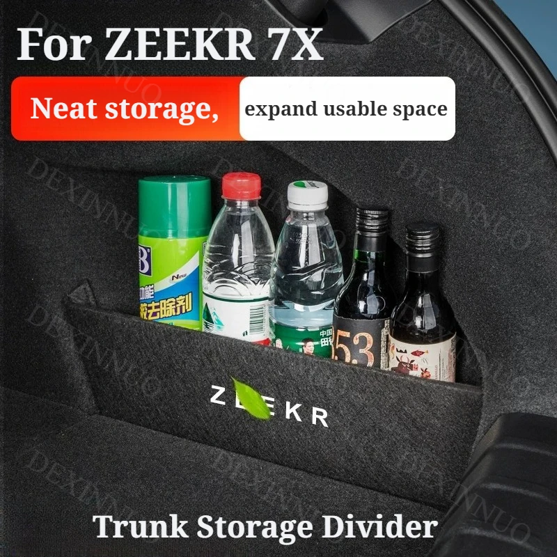 For Zeekr 7X  2024 2025 2026 Rear Spare Compartment Partition Rear Trunk Storage Box Extreme Interior Modification Accessories