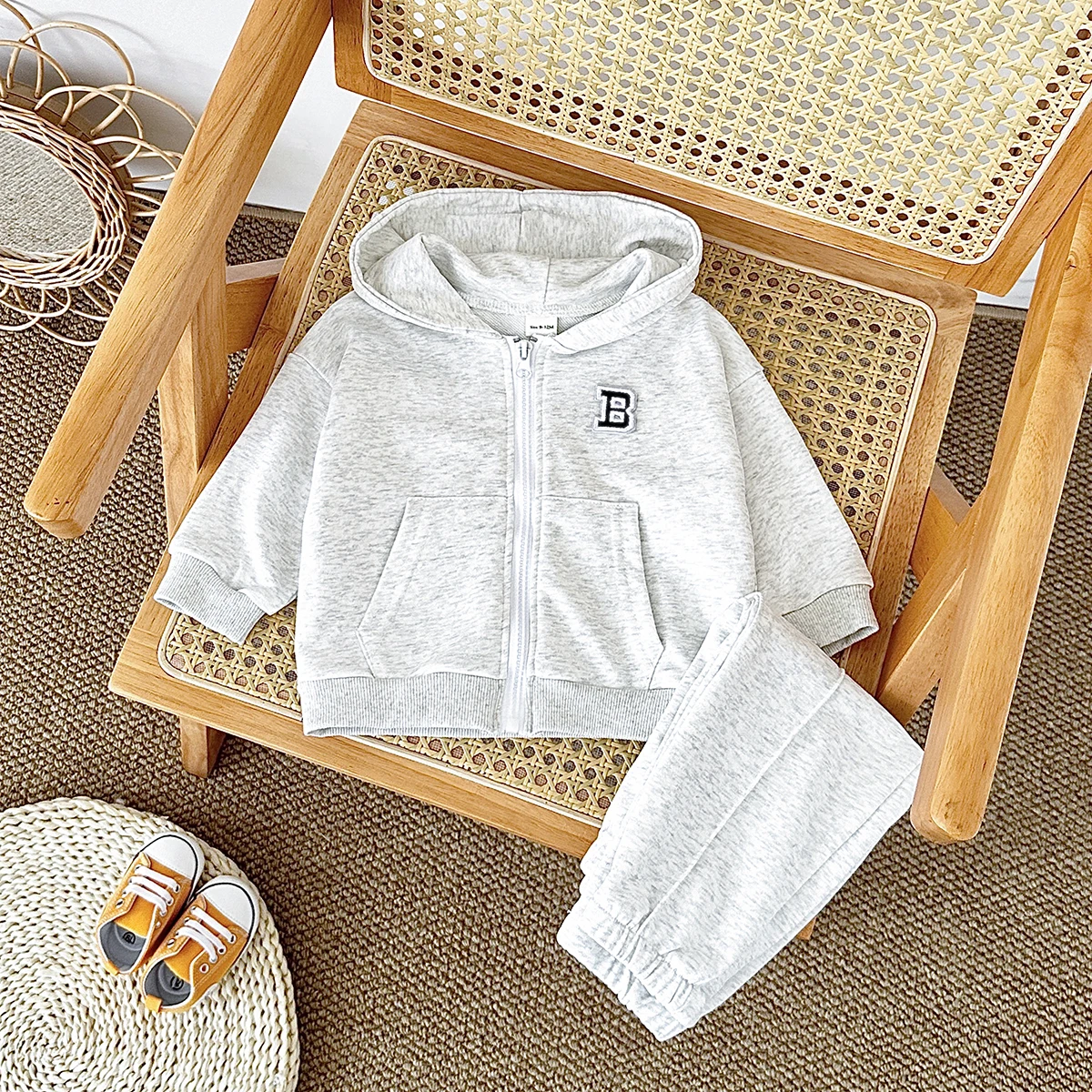 Fall Winter Baby Clothes Cotton Thick Set Boys Girls Jacket Hoodie+Sweatpant Full Zip Child Tracksuit  Kids Clothes Infant 0-4Y