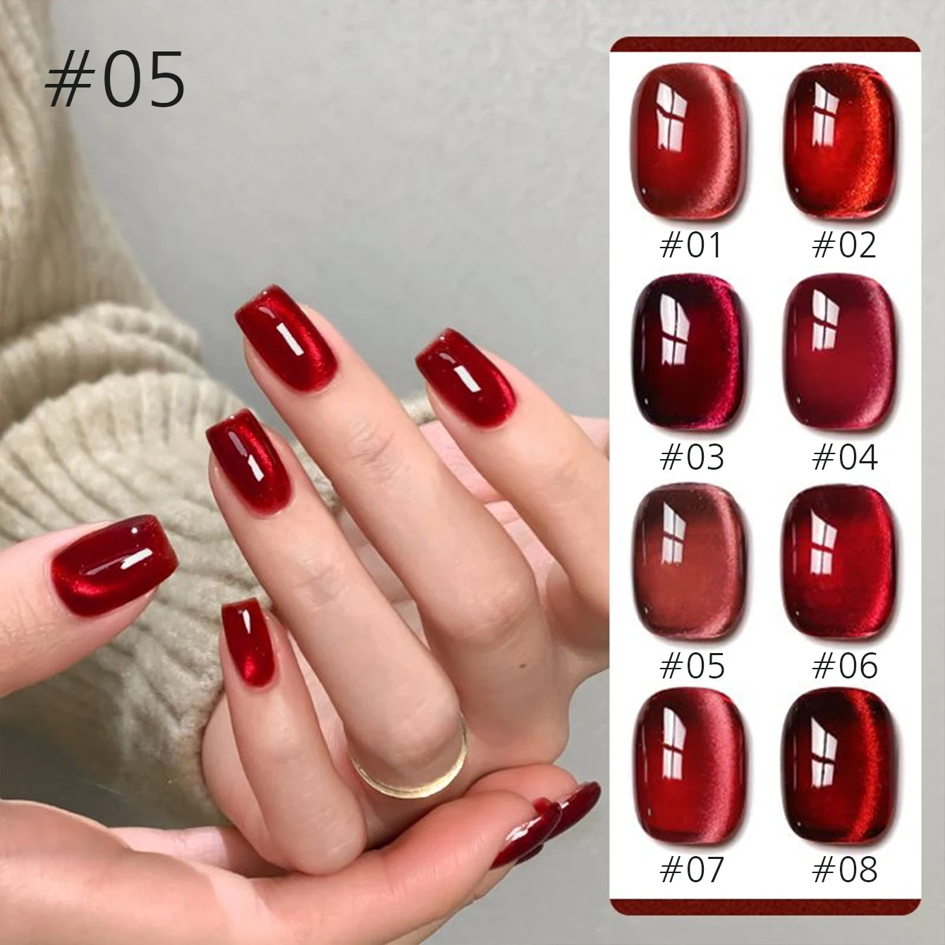 10ML Autunno Inverno Lucky Red Cat Eye Gel Polish Ciliegia Scuro Vino Rosso Glitter Diamante Sparkle Piccione Rosso Sangue Natale Nail Art