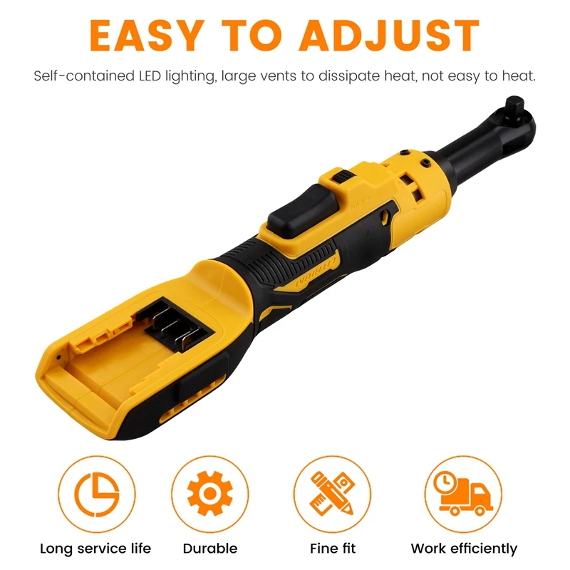 Extended Electric Ratchet Wrench Cordless Driver 3/8Inch Impact Removal Screw Nut Power Tool  For Dewalt 18V 20V Battery