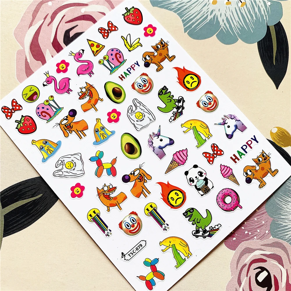 TSC-043 TSC-079 sexy female bear puppy multicolored heart DIY 3D Back glue Nail decal Nail sticker Nail decoration Nail art
