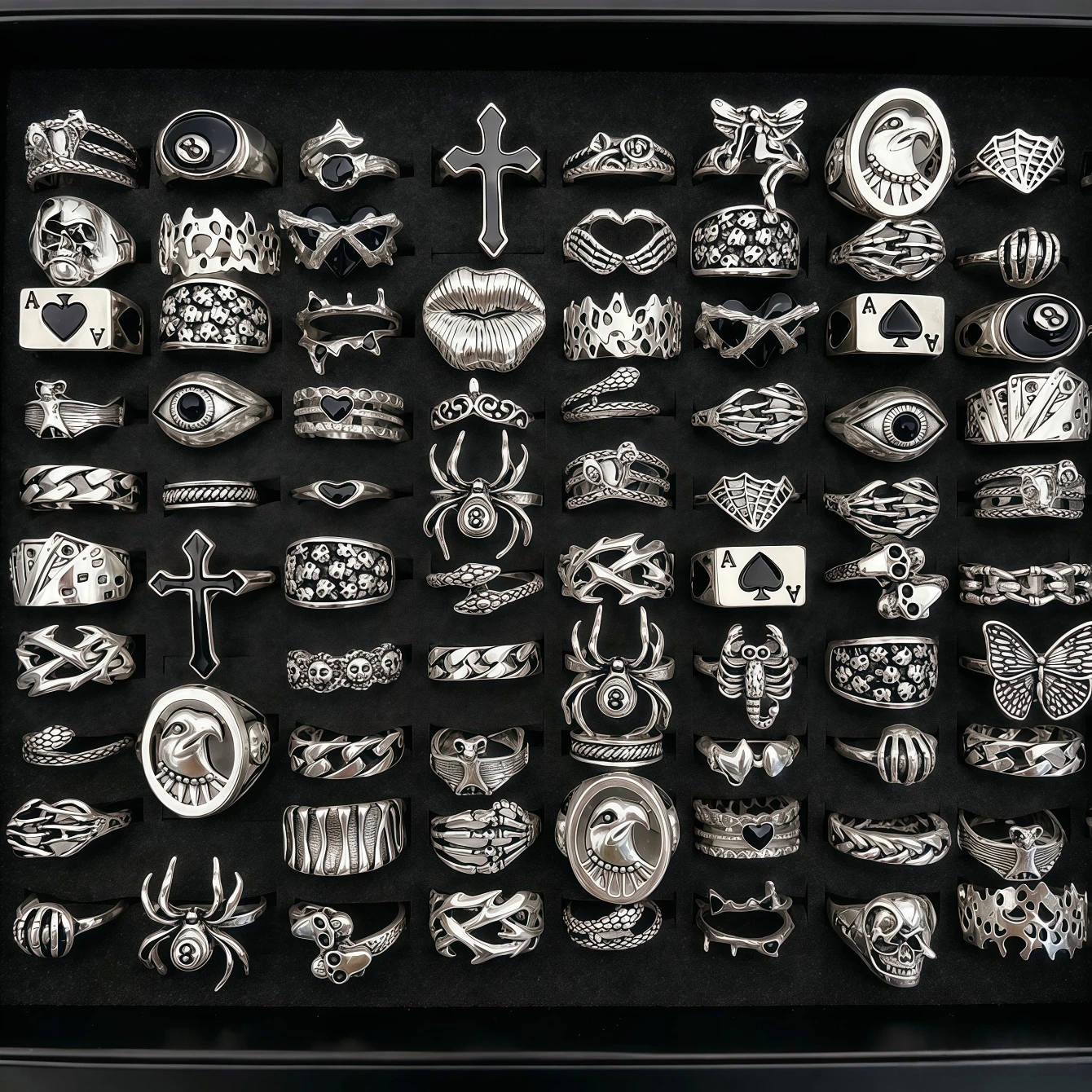 10/20/30/50/100Pieces Vintage - Gothic Skull Ring recension och pris