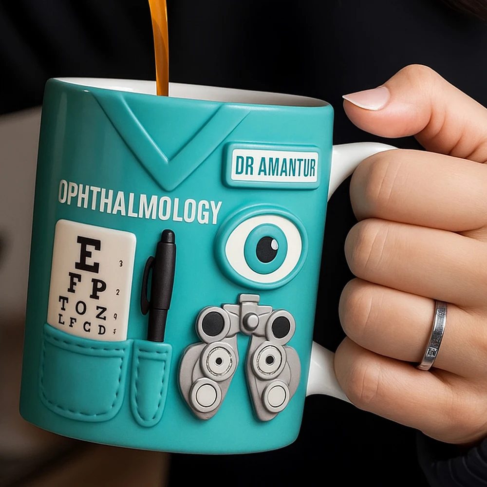 ‌ Tasse en céramique personnalisée pour médecin oculaire - Cadeau d'ophtalmologie pour optométriste, hôpital et personnel médical